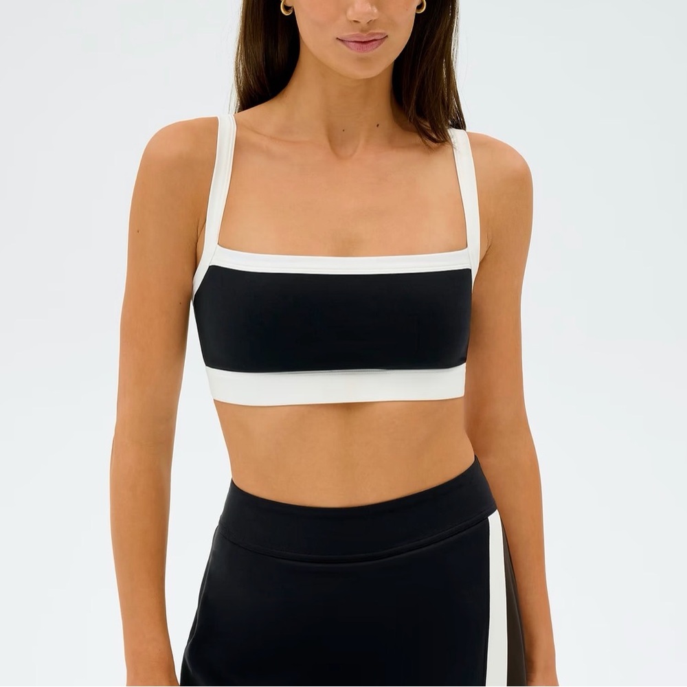 Splits59 Monah Rigor Black and White Square-Neck Sports Bralette